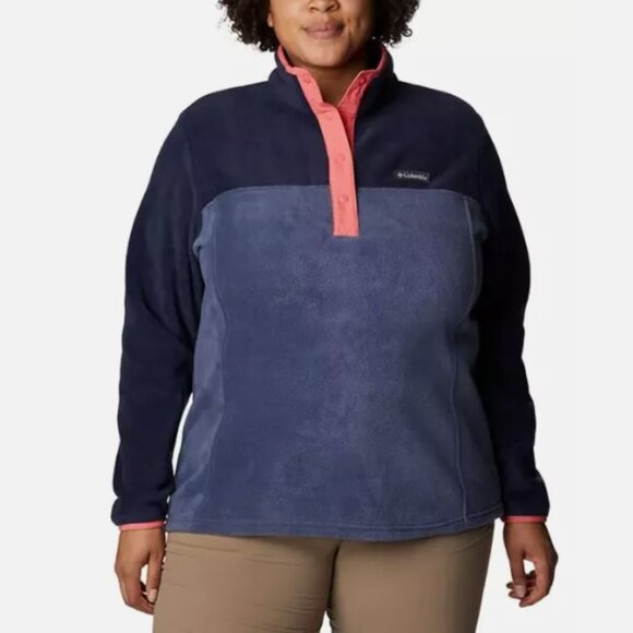 Columbia Benton Springs Fleece 1/2 Snap Pullover Sweatshirt Womens 2X Navy Blue - Picture 1 of 9